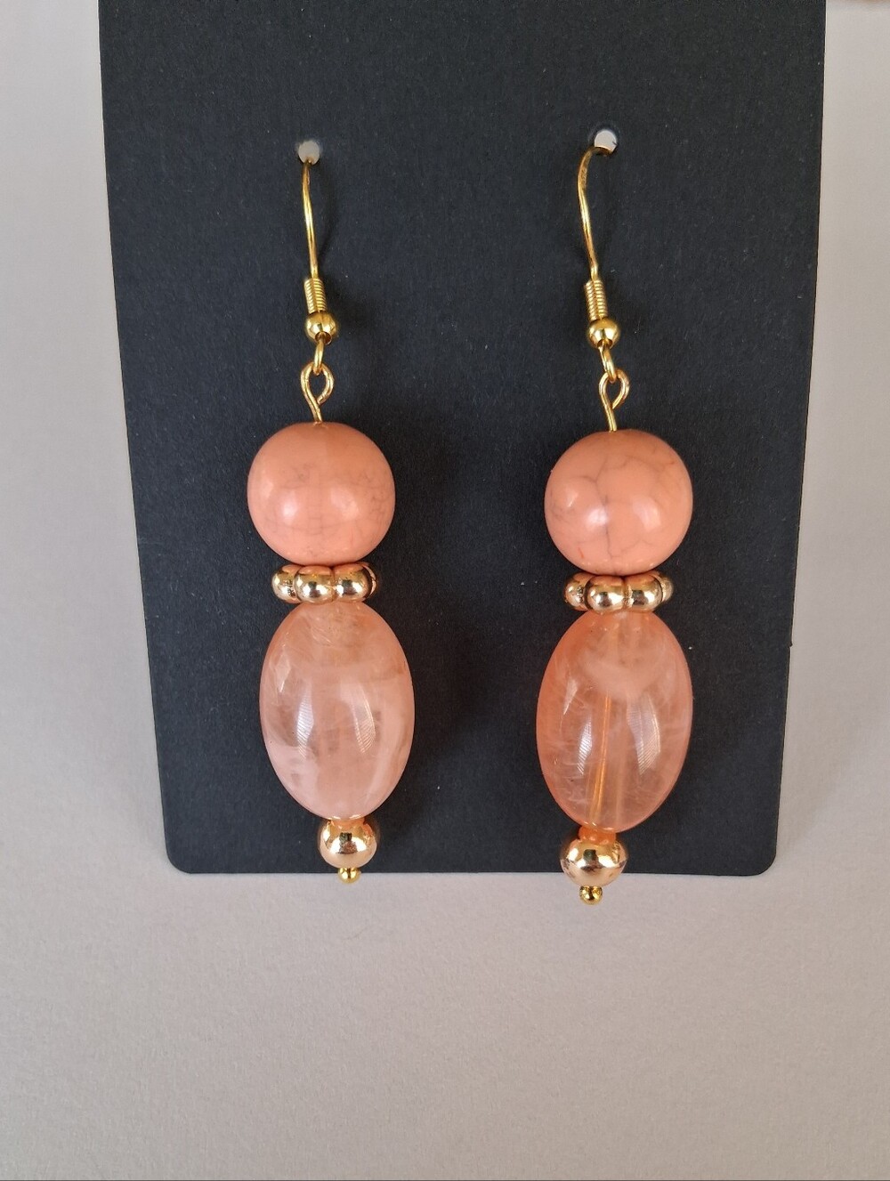 Peach Bead Drop Pierced Earrings - Women's Jewelry